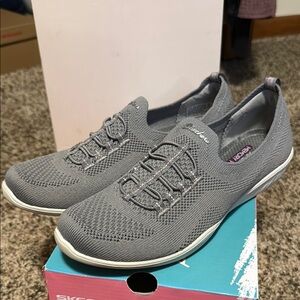 Skechers Gray Knit Mesh Slip-On Sneakers